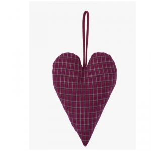 Vánoční dekorace srdce látkové 16x8cm