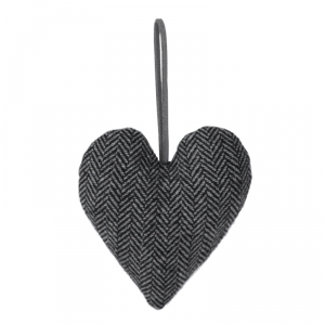 Vianočná dekorácia srdce látkovej šedej 13x9,5cm