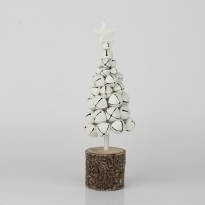 Vianočné dekorácie stromček z rolničiek biely 26cm