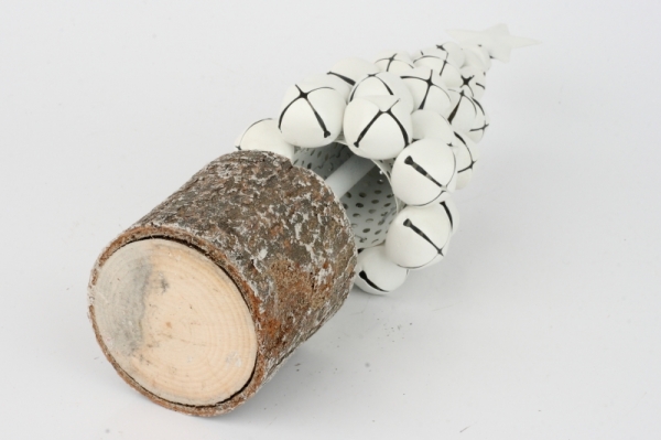 Vianočné dekorácie stromček z rolničiek biely 26cm