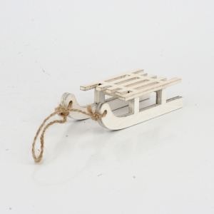 Vianočné dekorácie závesné sane biele 9x2x3,5cm