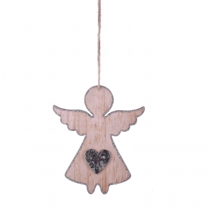 Vianočné dekorácie závesný anjel so srdcom 16cm