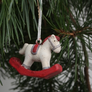 Vianočné dekorácie závesný hojdací koník 5x4cm