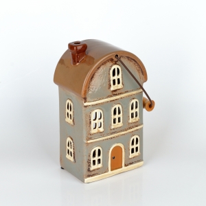 Vianočný domček 11 okien oblúková strecha, šedý