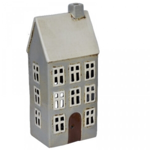 Vianočný domček na čajovú sviečku šedý