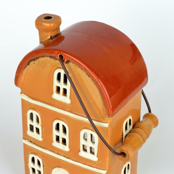 Vianočný domček okrový s úchytom