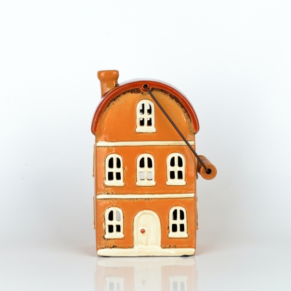 Vianočný domček okrový s úchytom