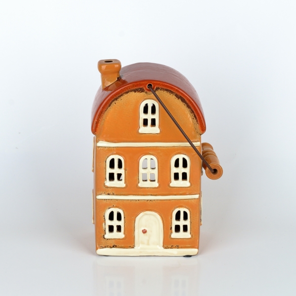 Vianočný domček okrový s úchytom