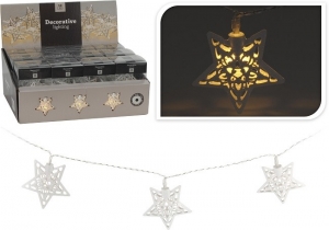 Vianočné osvetlenie svetelné reťaze LED hviezdy biele 165cm