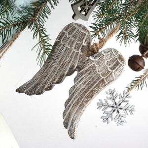 Vánoční ozdoba andělská křídla hnědá 9cm