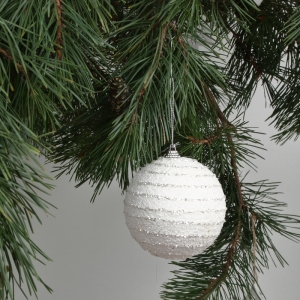 Vianočná ozdoba biela guľa 10cm