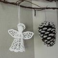 Vianočná ozdoba háčkovaný anjel 9cm