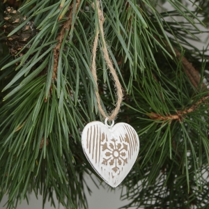 Vianočné ozdoby - kovové srdce 4,5cm (sada 6ks)