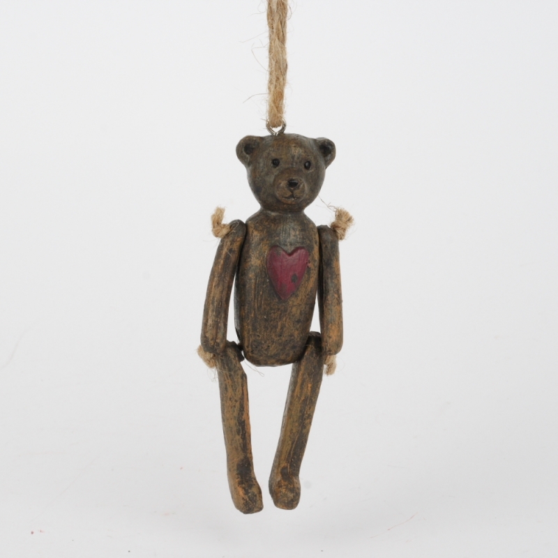 Vianočná ozdoba medvedík so srdcom 10,5cm
