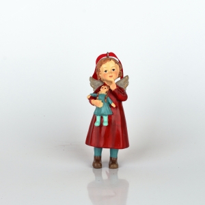Vianočná ozdoba na stromček anjelik s bábikou 4x10x4cm
