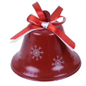 Vianočná ozdoba na stromček zvonček s mašľou červený