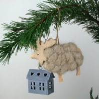 Vianočná ozdoba - sob sv. hnedý 13x10cm