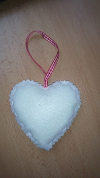 Vianočná ozdoba - srdce filc červené 1ks - POŠKODENÉ