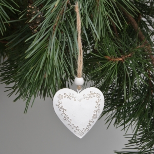 Vianočná ozdoba srdce kovové zdobenésada 3ks