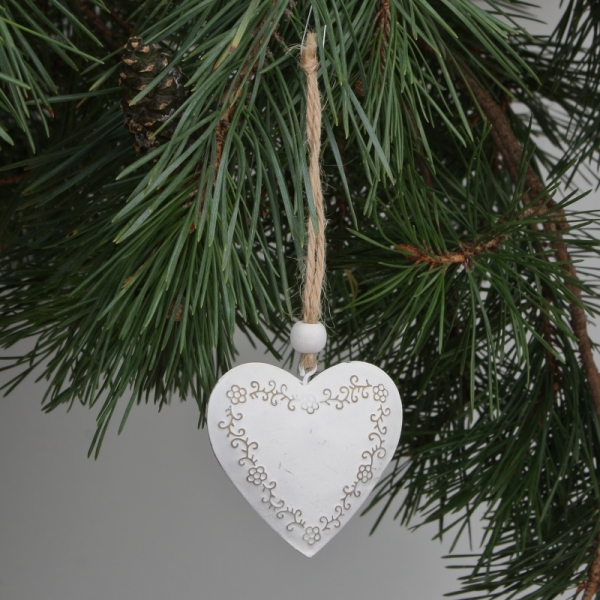 Vianočná ozdoba srdce kovové zdobenésada 3ks