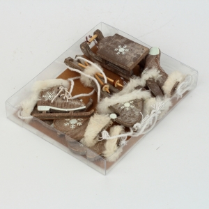 Vianočné ozdoby drevené hnedé zimné set 7ks