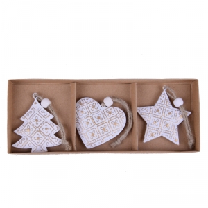 Vianočné ozdoby kovové s ornamentom (sada 3ks)