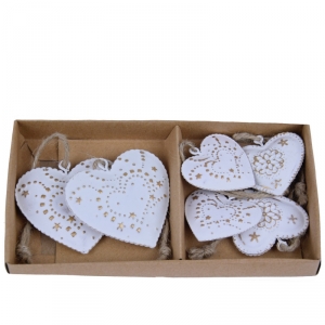 Vianočné ozdoby kovové srdce malé / veľké (sada 6ks)