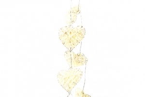 Vianočná svetelná girlanda srdce biele 150cm