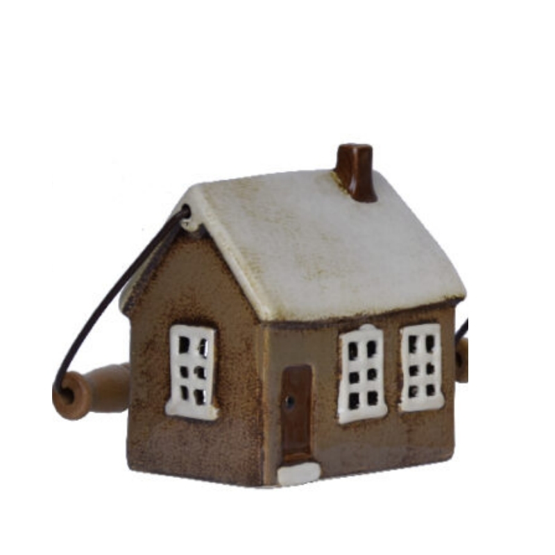 Vianočný svietnik do okna domček hnedý