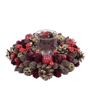 Vianočný svietnik vo venci 24 x 24 x 9cm