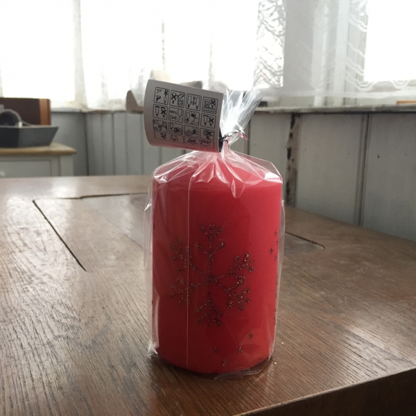 Vianočné sviečky snehová vločka valec červený 7x10cm