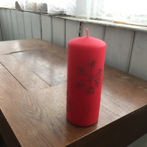 Vianočné sviečky snehová vločka valec červený 7x18cm