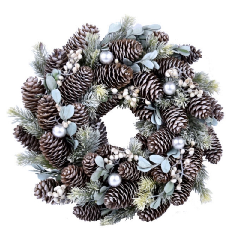 Vianočný veniec na dvere prírodné 32x32x7cm