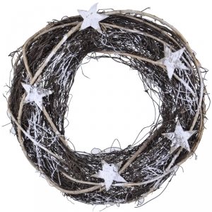 Vianočný veniec z vetvičiek s hviezdami 37cm