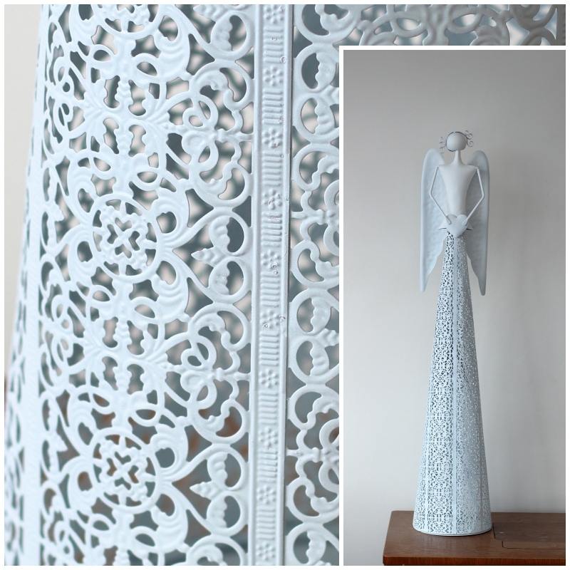 Vianočná výzdoba inšpirácia kovový anjel so srdcom