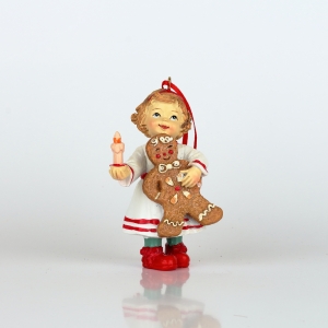 Vianočná výzdoba bábika so sviečkou a perníkom 6x9x4cm