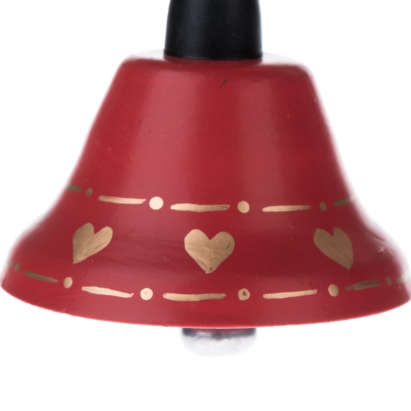 Vianočný zvonček červený so srdiečkami