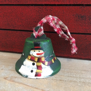 Vianočný zvonček so snehuliakom 6,5x6cm