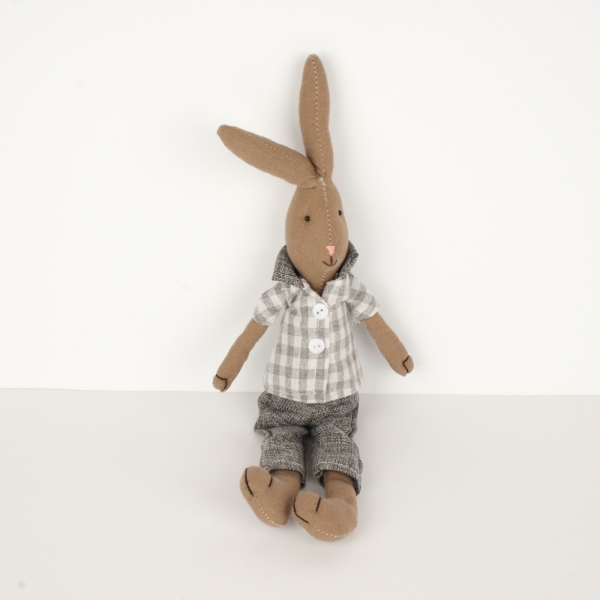 Veľkonočné dekorácie látkový zajac v košeli 38cm