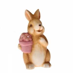 Veľkonočné dekorácie na stôl zajac s kvetinou