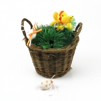 Veľkonočná dekorácia prútený kôš 16x12cm