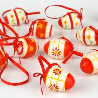 Veľkonočné vajíčka červeno - biele 4cm