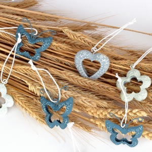 Veľkonočné závesné dekorácie kovové sivé 12ks