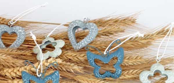 Veľkonočné závesné dekorácie kovové sivé 12ks