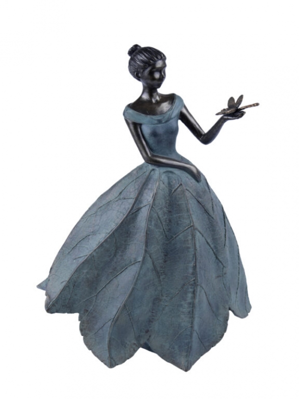 Veľká bytová dekorácia dievča s vážkou na dlani 45cm