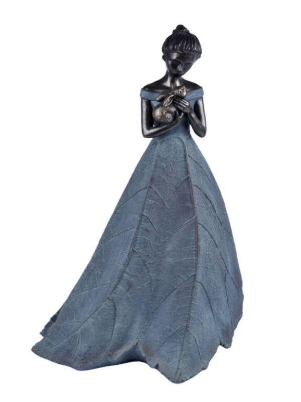 Veľká dekorácia dievča v šatách s králikom 49cm