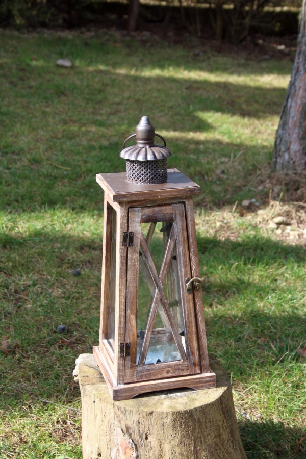 Veľká drevená lucerna L 46cm