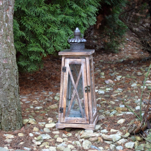 Veľká drevená lucerna L 46cm