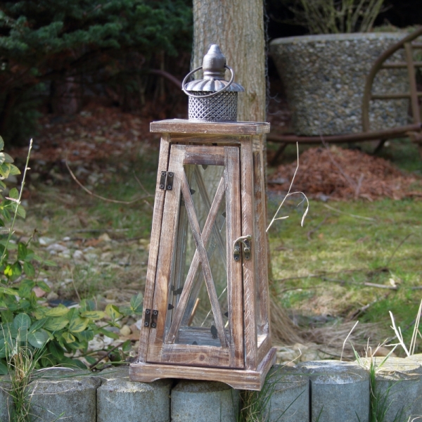 Veľká drevená lucerna L 46cm