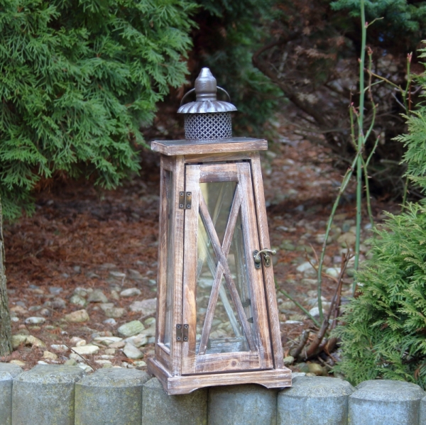 Veľká drevená lucerna L 46cm